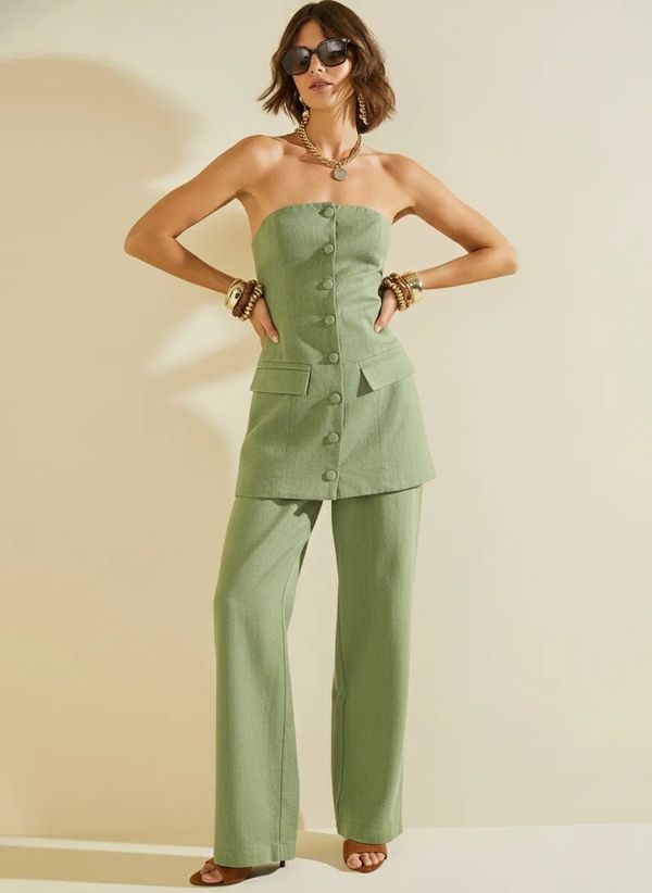 Calça Morena Rosa Reta Alta Verde 42